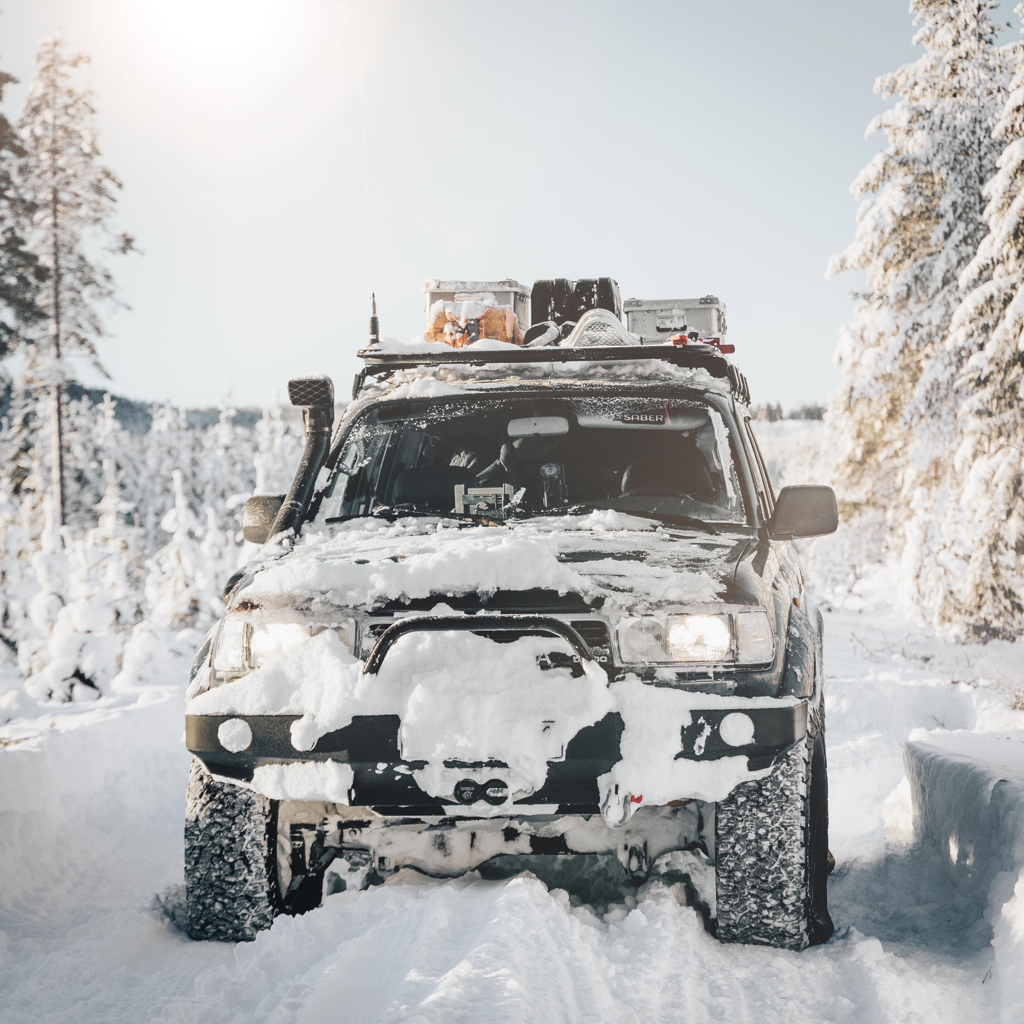 Soft-eye winch rope attached to a winch